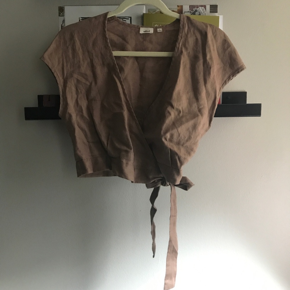 Aritzia Wilfred Mauve Crop Top with Side Tie